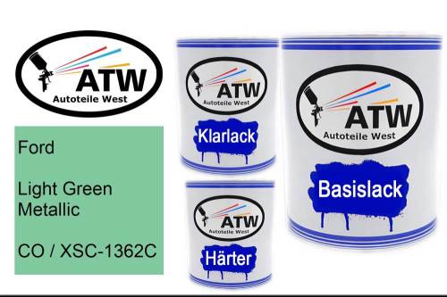 Ford, Light Green Metallic, CO / XSC-1362C: 1L Lackdose + 1L Klarlack + 500ml Härter - Set, von ATW Autoteile West.